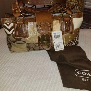 Coach Animal Print Patchwork Satchel